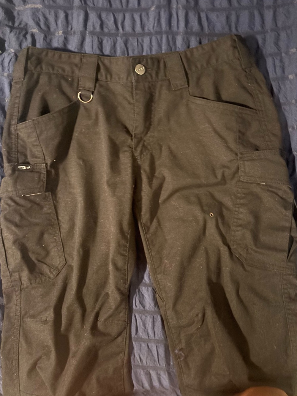 Women's Black Tactical Cargo Pants with Utility Ring